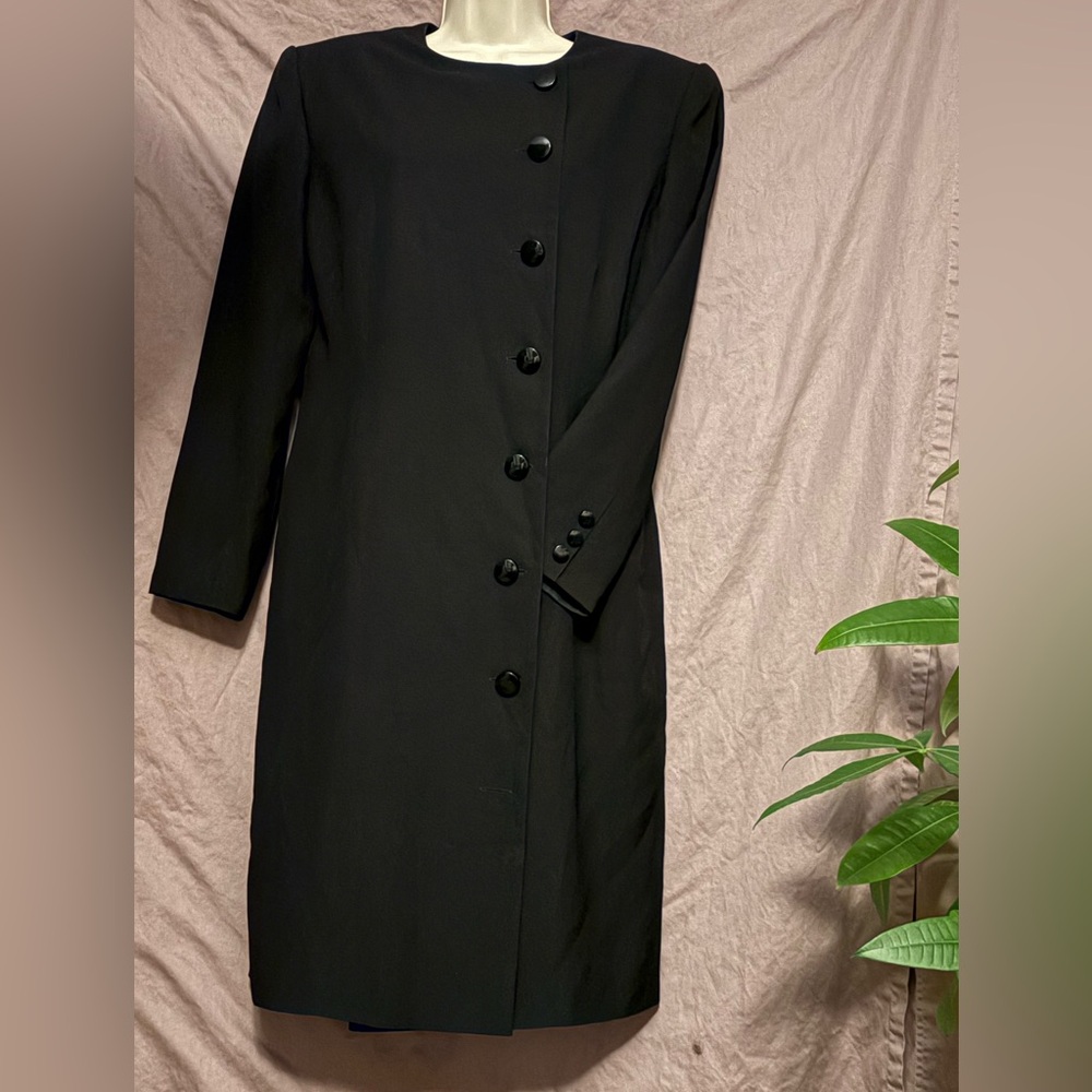 Liz Claiborne Elegant Black Long Sleeve Dress Coat